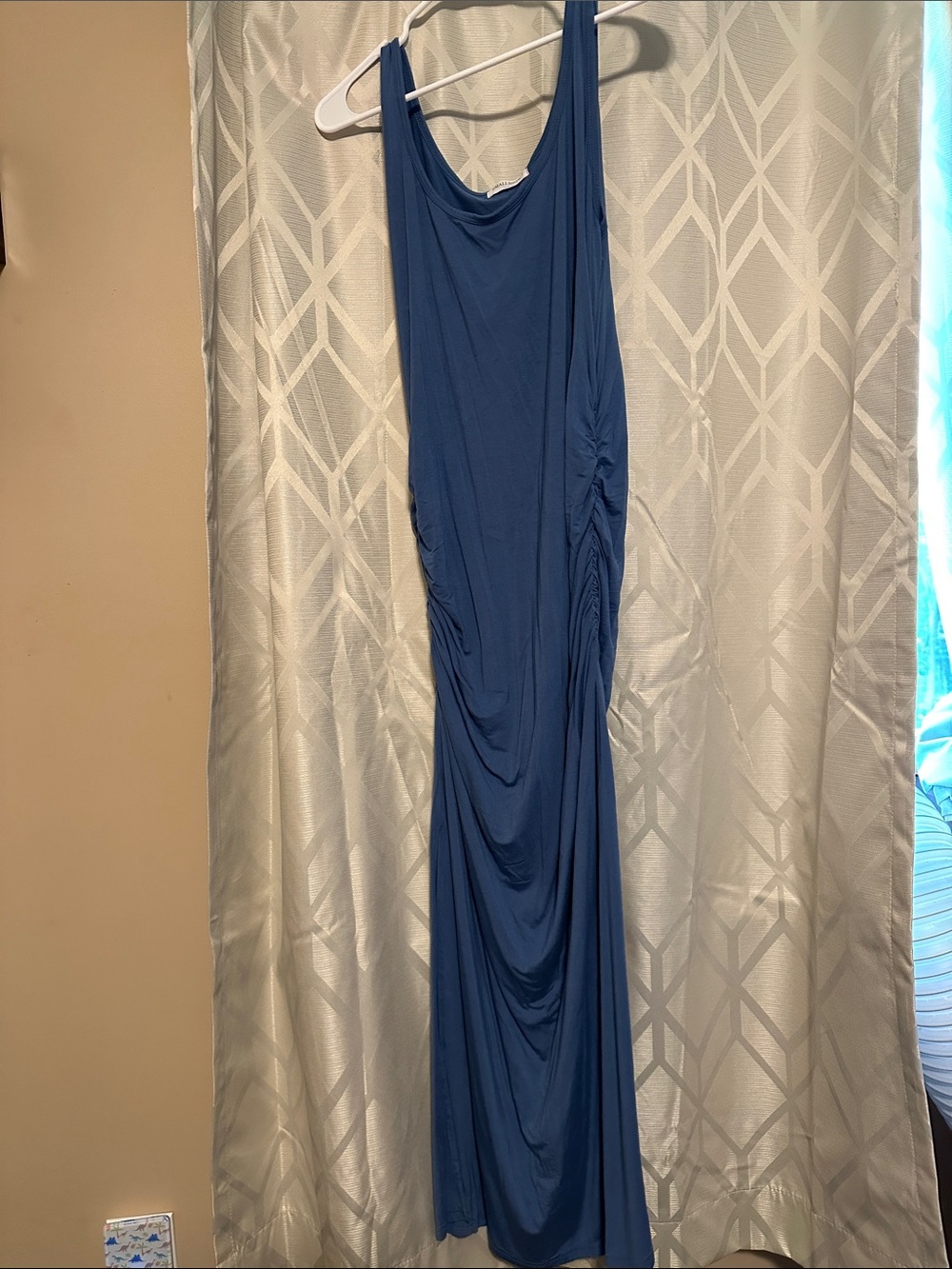 Blue Draped Sleeveless Maxi maternity Dress - Unbranded